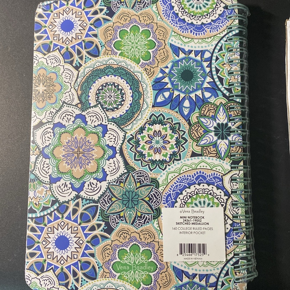 Vera Bradley Blue and Green Spiral Mini Notebook - Picture 2 of 3